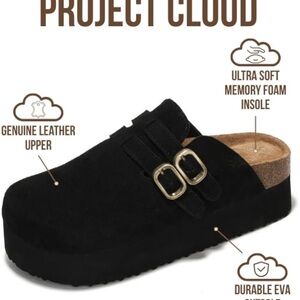 Project Cloud Black Leather Mules